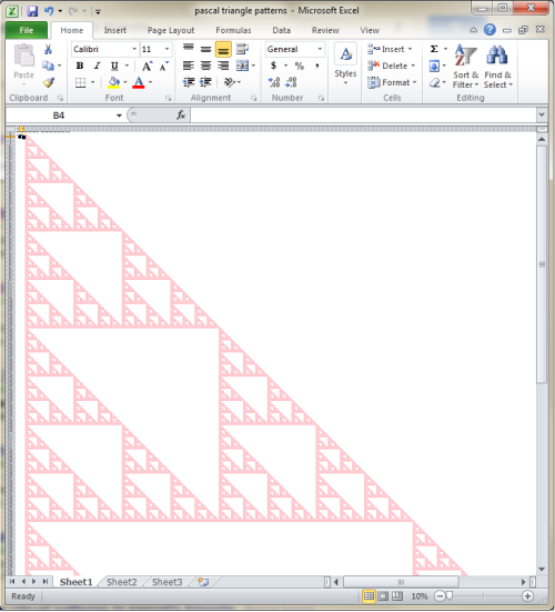 Sierpinski triangle in Excel